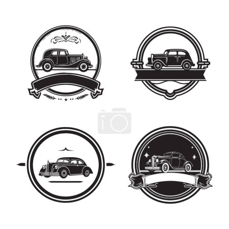 Ilustración de Logotipo vintage dibujado a mano en estilo de arte de línea plana aislado sobre fondo - Imagen libre de derechos