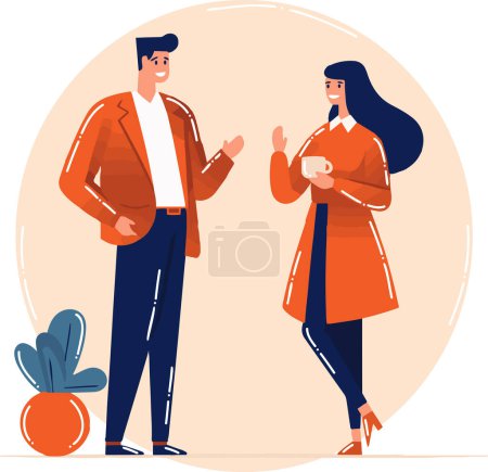 Illustration for Hand Drawn business people standing and talking in flat style isolated on background - Royalty Free Image