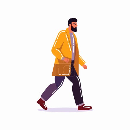 Ilustración de Hombre dibujado a mano caminando en estilo plano aislado en el fondo - Imagen libre de derechos