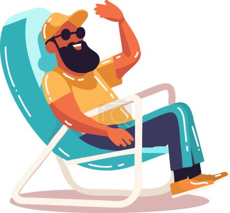 Téléchargez les illustrations : Main dessiné homme assis et reposant dans le style plat isolé sur backgroun - en licence libre de droit