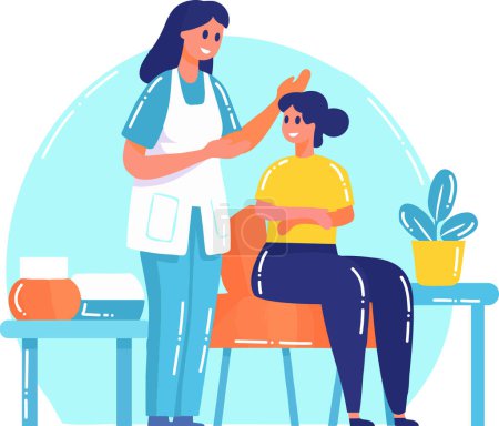 Illustration for Hand Drawn Nurse with a patient in the hospital in flat style isolated on background - Royalty Free Image