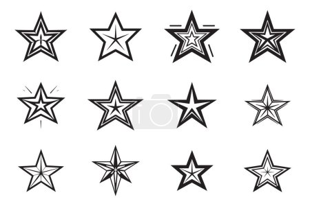 Illustration for Hand Drawn vintage star logo in flat style isolated on background - Royalty Free Image