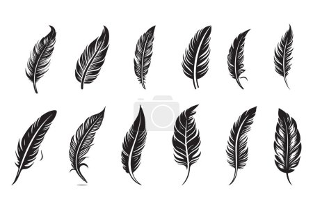 Hand Drawn vintage feather logo in flat style isolated on background
