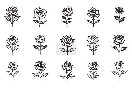 Illustration for Hand Drawn vintage rose logo in flat style isolated on background - Royalty Free Image