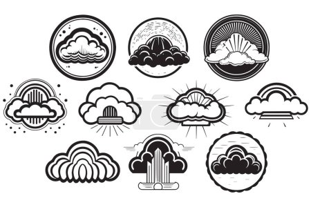 Illustration for Hand Drawn vintage cloud logo in flat style isolated on background - Royalty Free Image