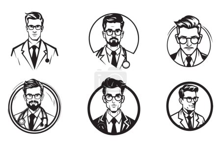 Illustration for Hand Drawn vintage doctor logo in flat style isolated on background - Royalty Free Image