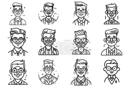 Illustration for Hand Drawn male character logo in flat style isolated on background - Royalty Free Image