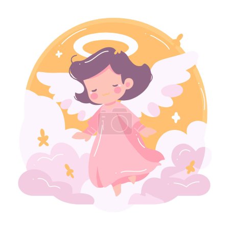 Illustration for Hand Drawn cute fairy in flat style isolated on background - Royalty Free Image