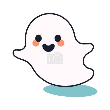 Illustration for Hand Drawn cute ghost in flat style isolated on background - Royalty Free Image