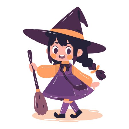 Illustration for Hand Drawn cute witch in flat style isolated on background - Royalty Free Image
