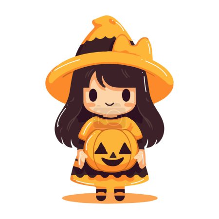 Illustration for Hand Drawn cute witch in flat style isolated on background - Royalty Free Image