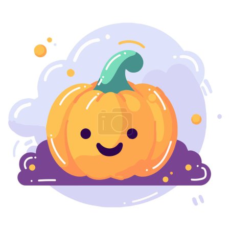 Illustration for Hand Drawn cute halloween pumpkin in flat style isolated on background - Royalty Free Image