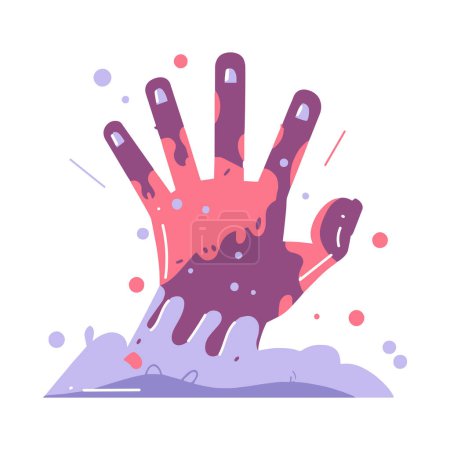 Illustration for Hand Drawn zombie hand in flat style isolated on background - Royalty Free Image