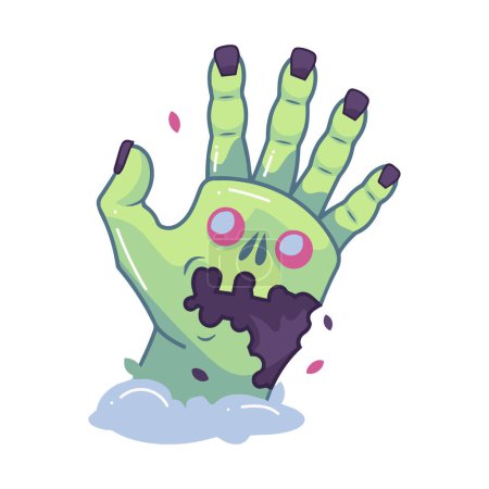 Ilustración de Mano dibujada mano zombi en estilo plano aislado en el fondo - Imagen libre de derechos
