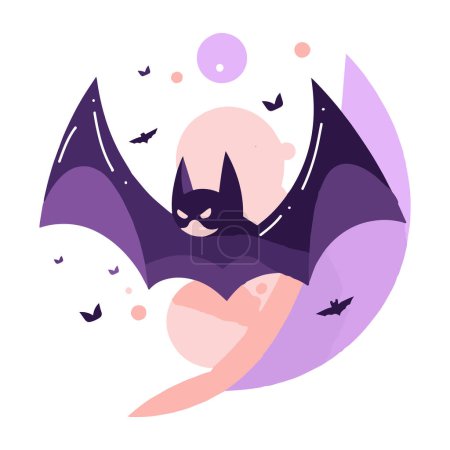 Illustration for Hand Drawn cute bat in flat style isolated on background - Royalty Free Image