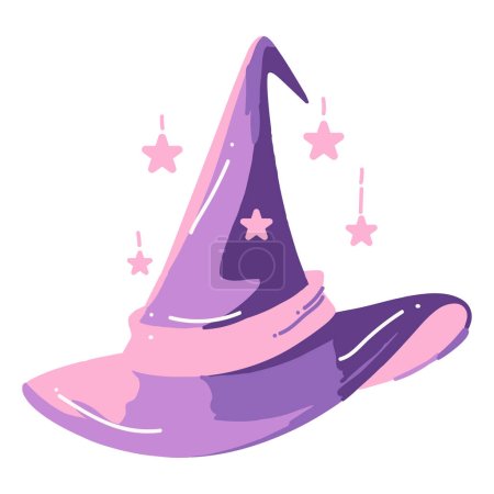 Hand Drawn witch hat in flat style isolated on background