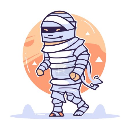 Illustration for Hand Drawn cute mummy in flat style isolated on background - Royalty Free Image