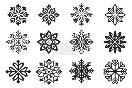 Téléchargez les illustrations : Flocon de neige dessiné à la main dans un style plat isolé sur fond - en licence libre de droit