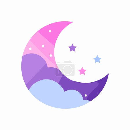 Hand Drawn crescent moon in flat style isolated on background