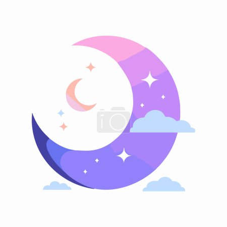 Illustration for Hand Drawn crescent moon in flat style isolated on background - Royalty Free Image