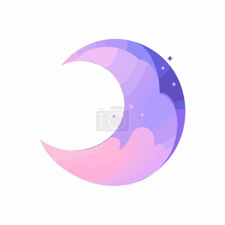 Illustration for Hand Drawn crescent moon in flat style isolated on background - Royalty Free Image