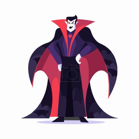 Illustration for Hand Drawn halloween cute vampire in flat style isolated on background - Royalty Free Image