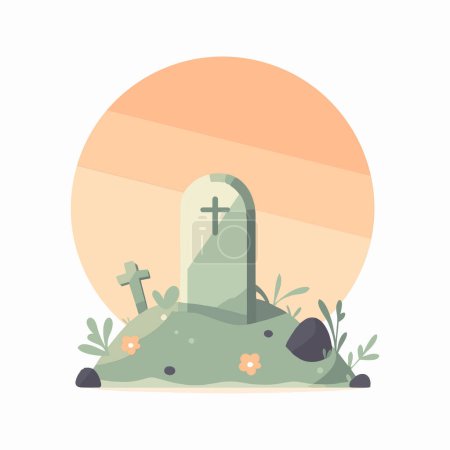 Illustration for Hand Drawn Halloween Gravestone in flat style isolated on background - Royalty Free Image