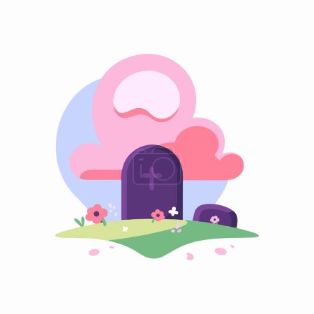 Illustration for Hand Drawn Halloween Gravestone in flat style isolated on background - Royalty Free Image