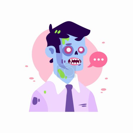 Illustration for Hand Drawn halloween zombie in flat style isolated on background - Royalty Free Image