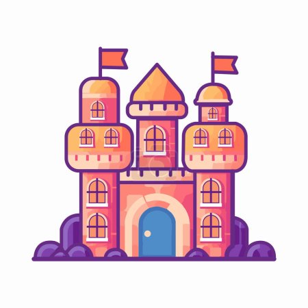 Illustration for Hand Drawn halloween castle in flat style isolated on background - Royalty Free Image