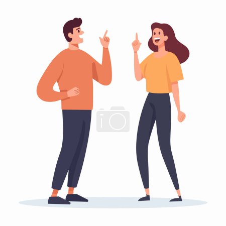 Illustration for Hand Drawn group of friends talking in flat style isolated on background - Royalty Free Image