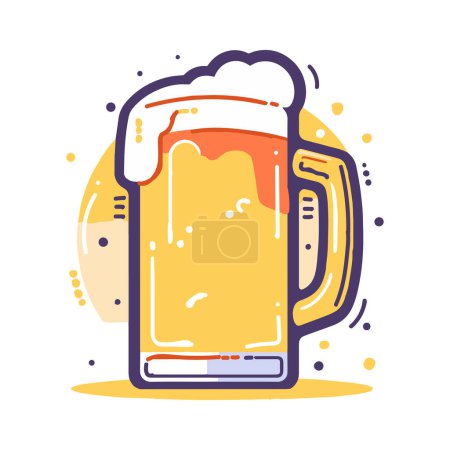 Ilustración de Vidrio de cerveza dibujado a mano en estilo plano aislado sobre fondo - Imagen libre de derechos