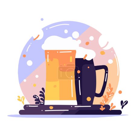 Ilustración de Vidrio de cerveza dibujado a mano en estilo plano aislado sobre fondo - Imagen libre de derechos