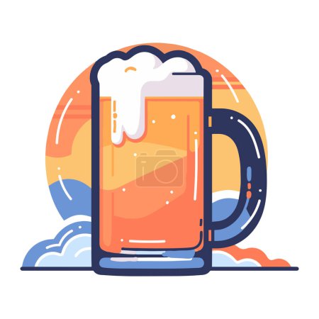 Téléchargez les illustrations : Verre à bière dessiné à la main dans un style plat isolé sur fond - en licence libre de droit