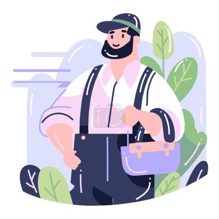 Illustration for Hand Drawn carpenter character in flat style isolated on background - Royalty Free Image