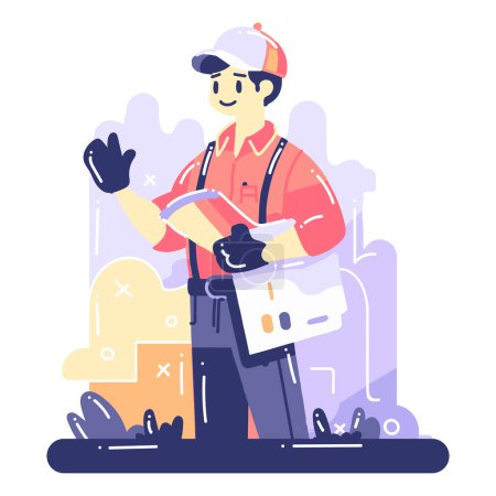 Illustration for Hand Drawn carpenter character in flat style isolated on background - Royalty Free Image