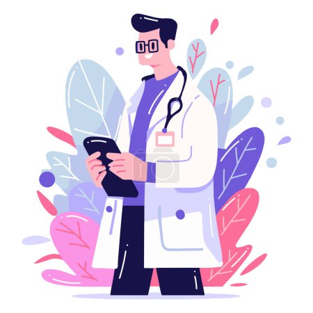 Illustration for Hand Drawn doctor character in flat style isolated on background - Royalty Free Image