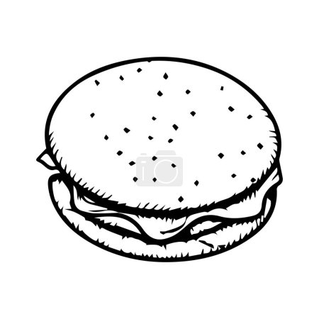 Téléchargez les illustrations : Hamburger dessiné à la main dans le style doodle isolé sur fond - en licence libre de droit