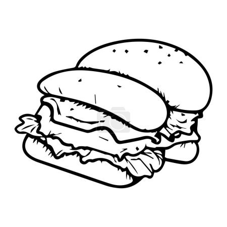 Ilustración de Hamburguesa dibujada a mano en estilo doodle aislada sobre fondo - Imagen libre de derechos