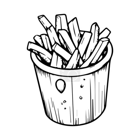 Illustration for Hand Drawn french fries in doodle style isolated on background - Royalty Free Image
