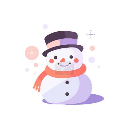 Illustration for Hand Drawn cute snowman in flat style isolated on background - Royalty Free Image
