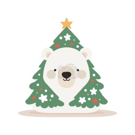Illustration for Hand Drawn cute christmas bear in flat style isolated on background - Royalty Free Image