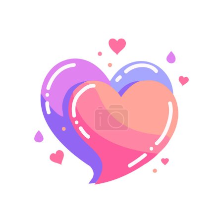 Illustration for Hand Drawn heart with love in flat style isolated on background - Royalty Free Image