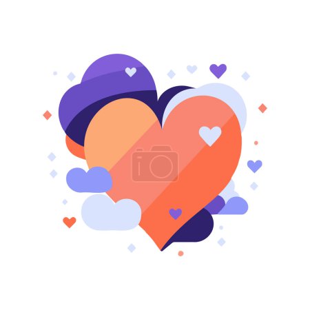 Ilustración de Corazón dibujado a mano con amor en estilo plano aislado sobre fondo - Imagen libre de derechos