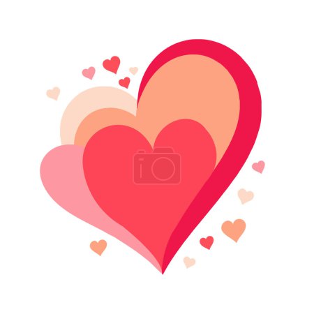 Téléchargez les illustrations : Coeur dessiné à la main avec amour dans un style plat isolé sur fond - en licence libre de droit