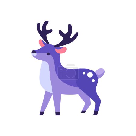 Illustration for Hand Drawn christmas reindeer in flat style isolated on background - Royalty Free Image