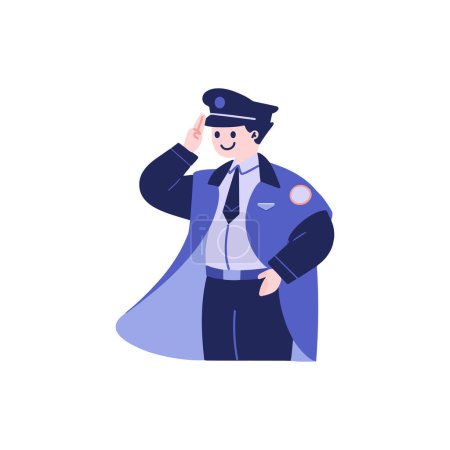 Illustration for Hand Drawn cute policeman in flat style isolated on background - Royalty Free Image