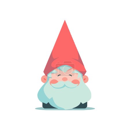 Téléchargez les illustrations : Gnome de Noël dessiné à la main dans un style plat isolé sur fond - en licence libre de droit