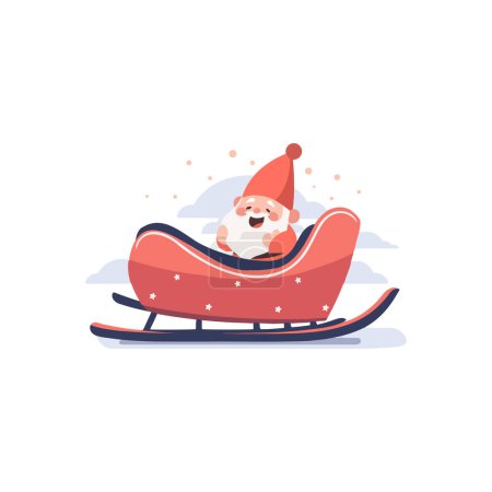 Illustration for Hand Drawn christmas Santa sleigh in flat style isolated on background - Royalty Free Image