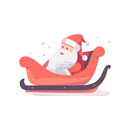 Ilustración de Navidad dibujada a mano Santa trineo en estilo plano aislado en el fondo - Imagen libre de derechos